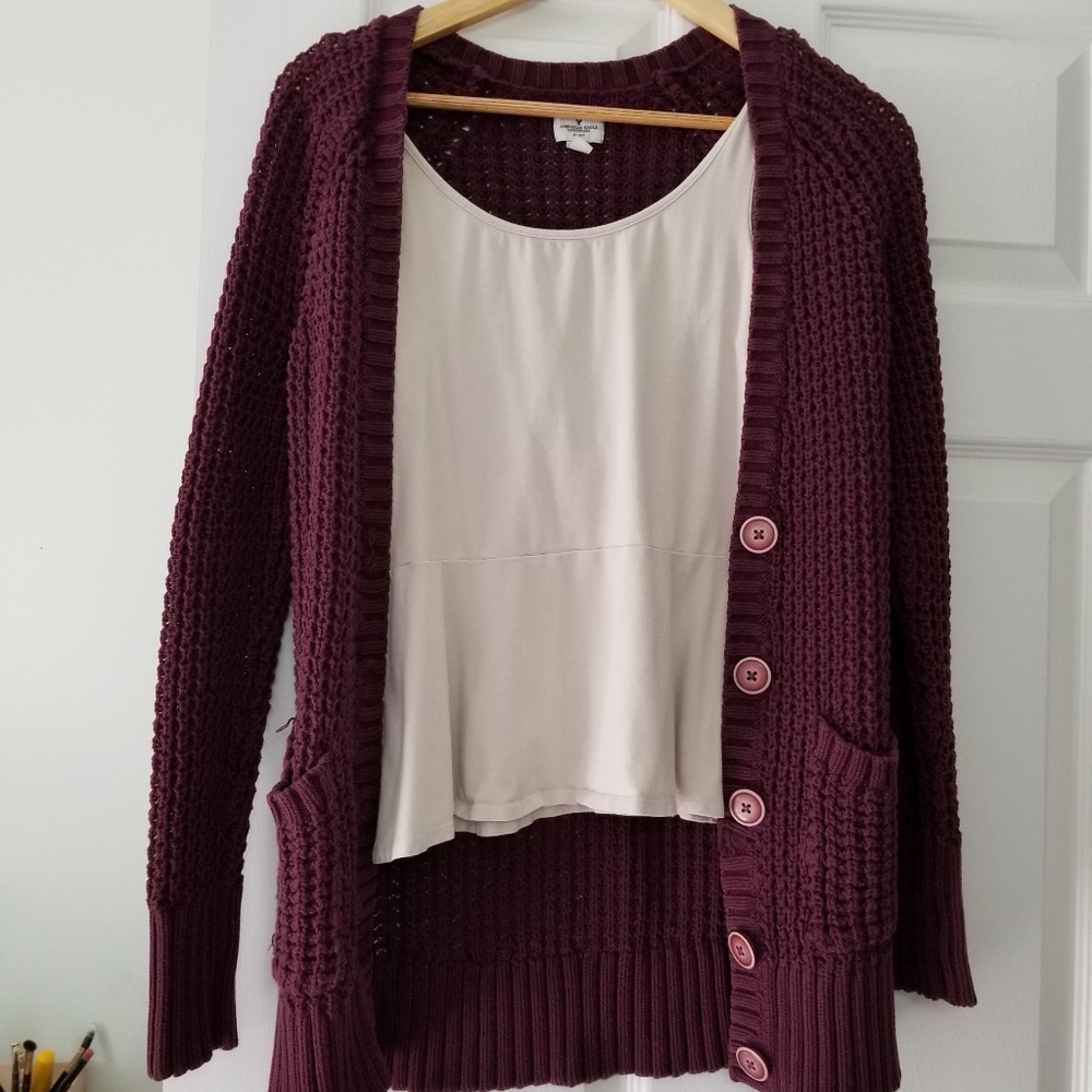 (3 for $30 deal) Burgundy cardigan S